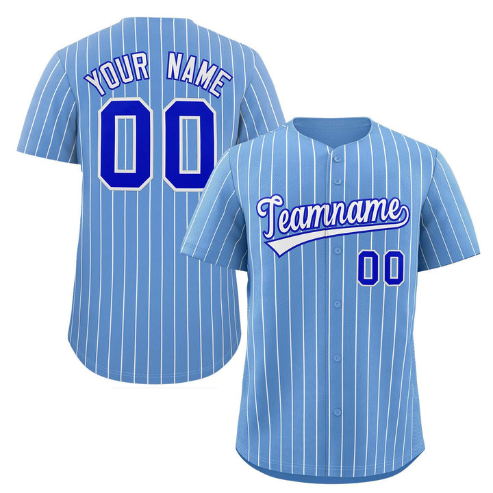 Custom Pinstripe Baseball Button Down Jersey – Personalized with Custom Logos, Name and Number - E-COM