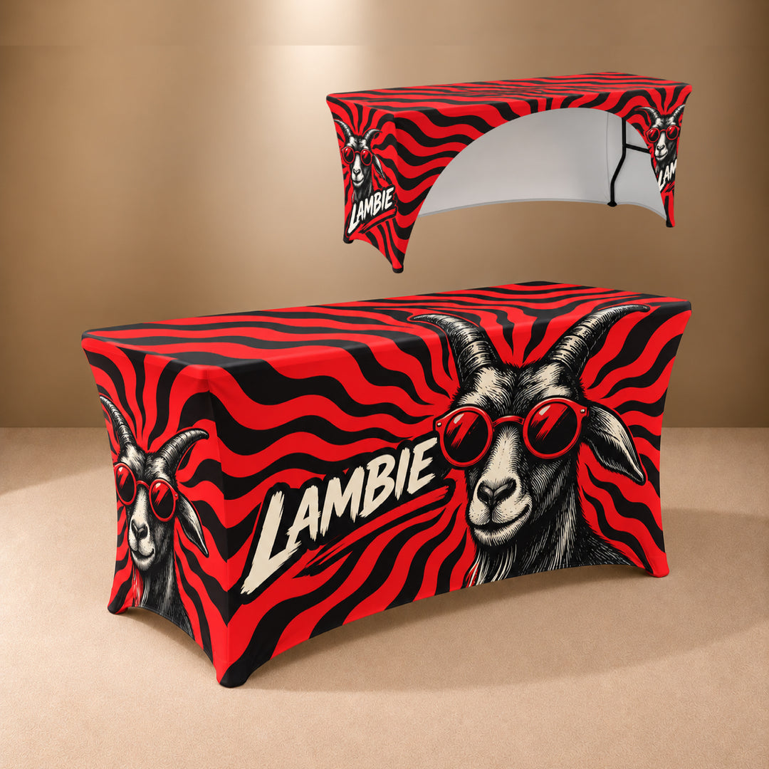 6ft Stretch 3 Sided Custom Printed Table Cover – All Over Print