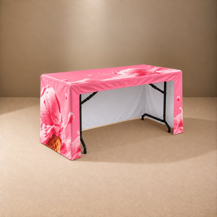 4ft Fitted 3 Sided Custom Printed Table Cover – All Over Print