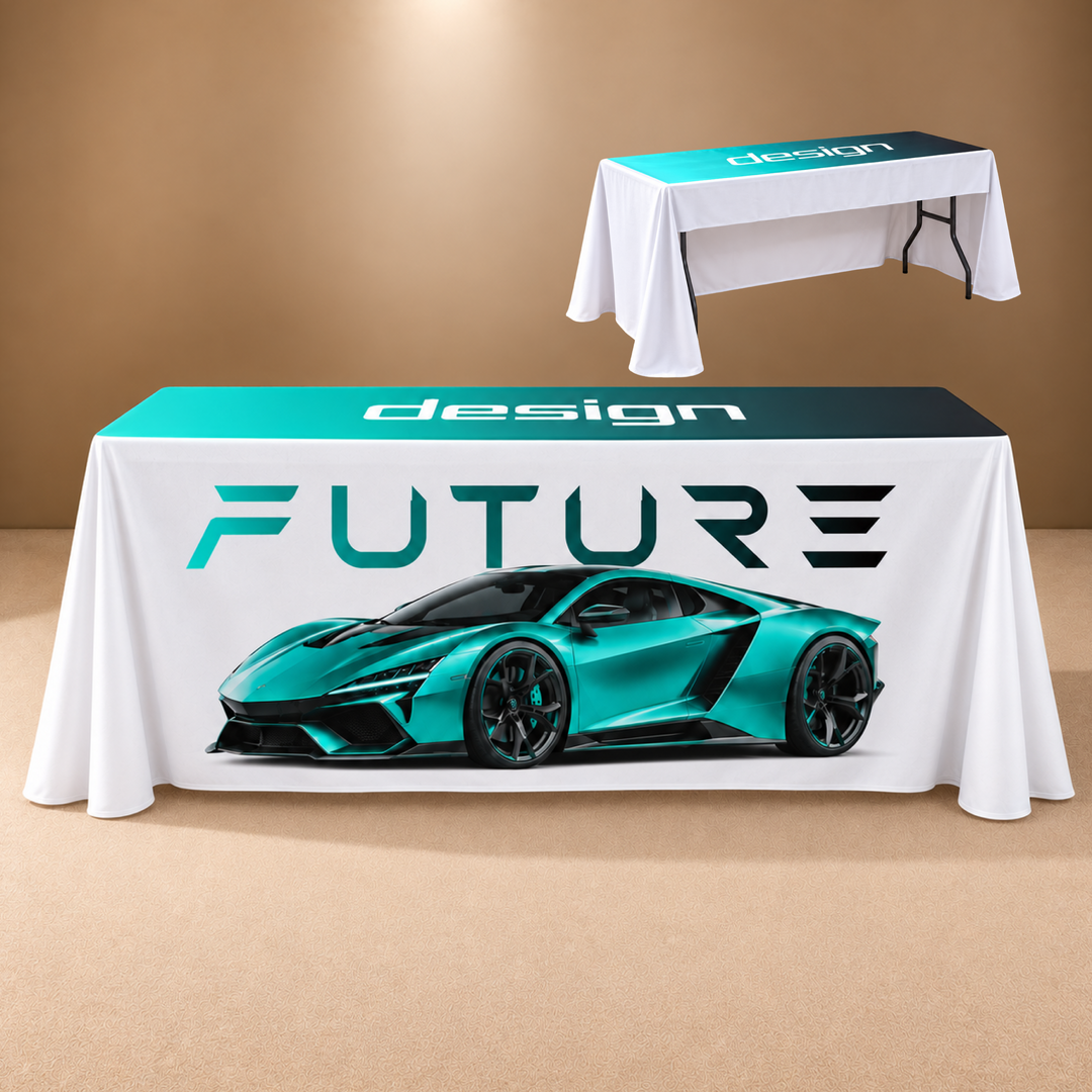 6ft Throw 3 Sided Custom Printed Table Cover – All Over Print