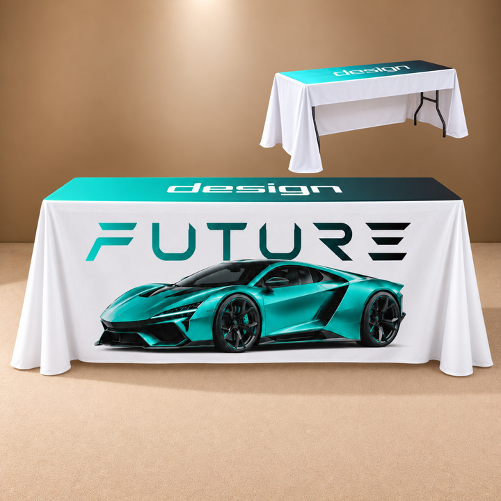 6ft Throw 3 Sided Custom Printed Table Cover – All Over Print