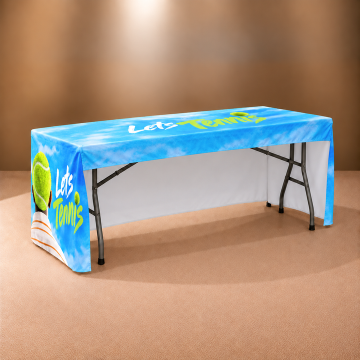 8ft Fitted 3 Sided Custom Printed Table Cover – All Over Print