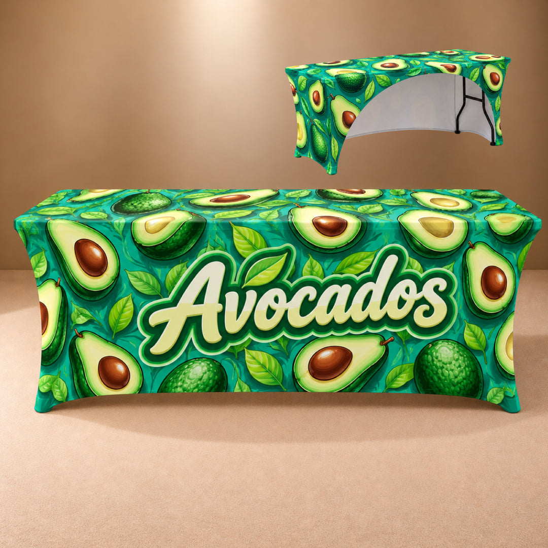 8ft Stretch 3 Sided Custom Printed Table Cover – All Over Print