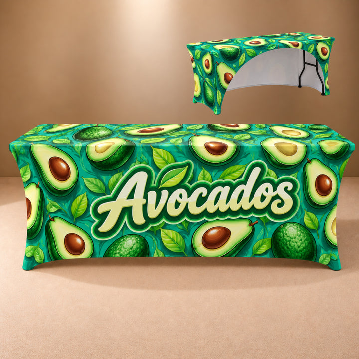 8ft Stretch 3 Sided Custom Printed Table Cover – All Over Print