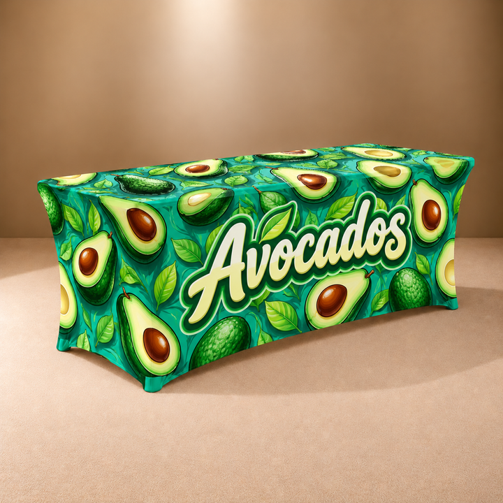 8ft Stretch 3 Sided Custom Printed Table Cover – All Over Print