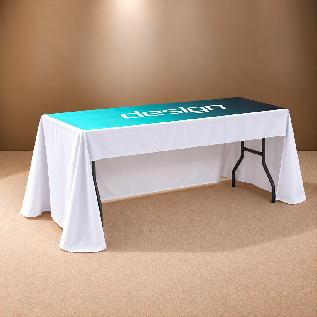 6ft Throw 3 Sided Custom Printed Table Cover – All Over Print