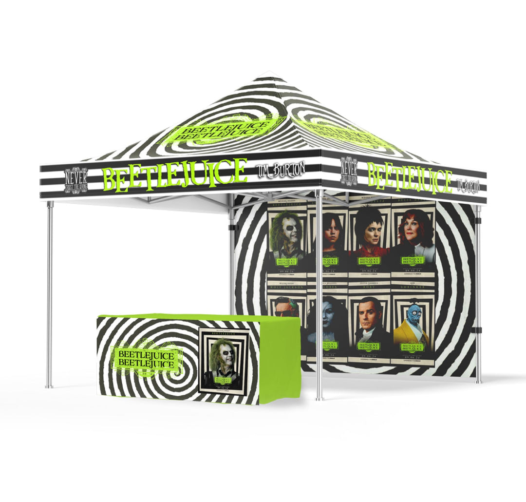 Prime Square Steel Pop Up Canopy Tent 10ft x 10ft + Backwall + Fitted Tablecover (C)