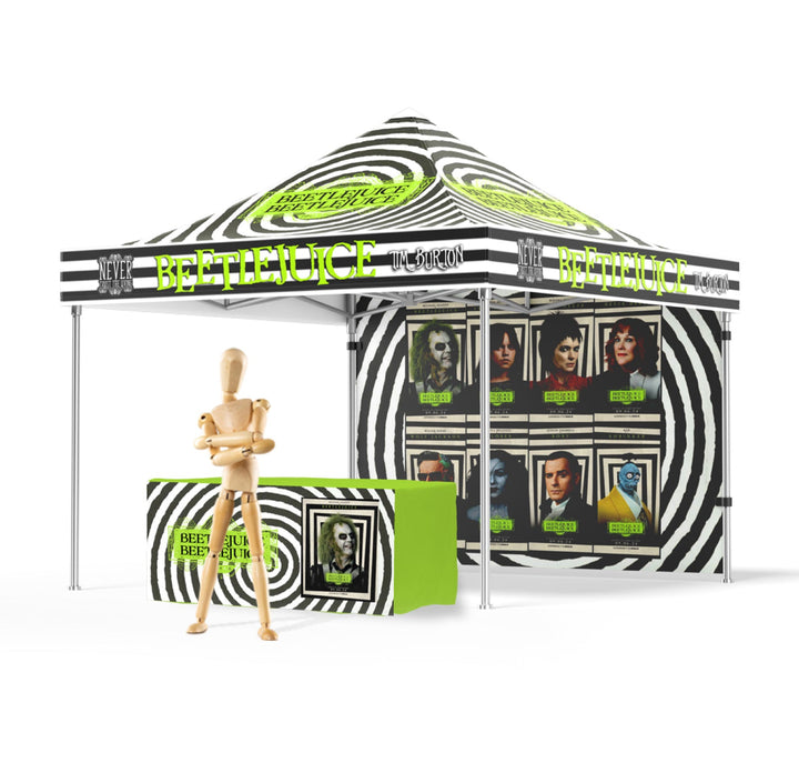 Prime Square Steel Pop Up Canopy Tent 10ft x 10ft + Backwall + Fitted Tablecover (C)