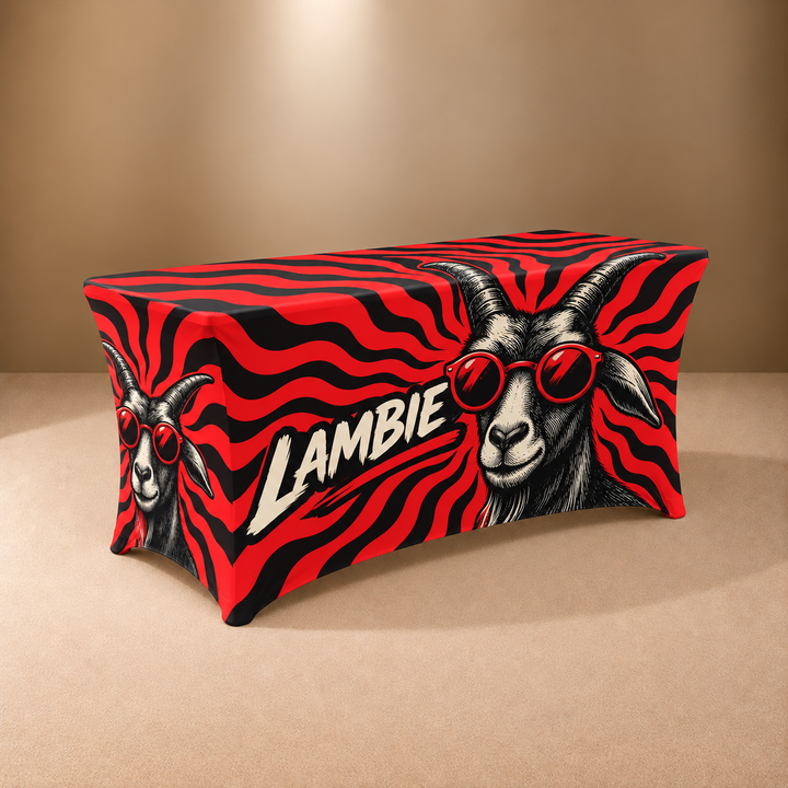 6ft Stretch 3 Sided Custom Printed Table Cover – All Over Print