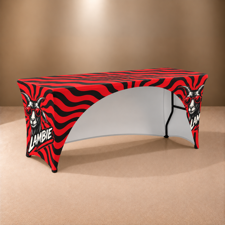 6ft Stretch 3 Sided Custom Printed Table Cover – All Over Print