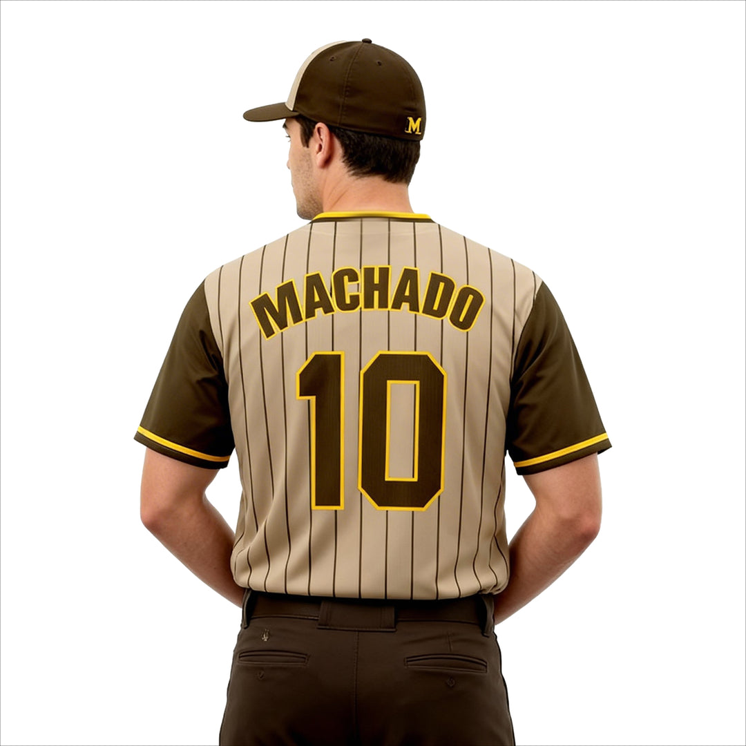 Baseball player wearing a jersey with 'MACHADO' and number '10' on a white background