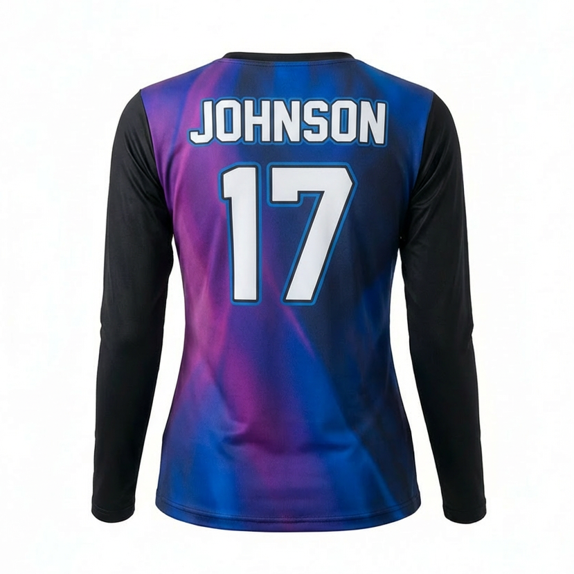 Long-sleeve sports jersey with 'Johnson' and number '17' on a white background