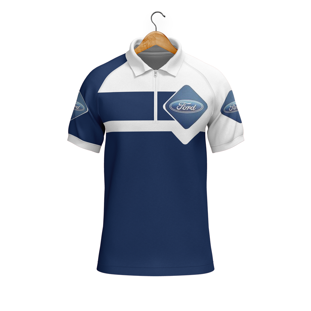 Custom Men's Zip-Neck Polo Shirt (C)