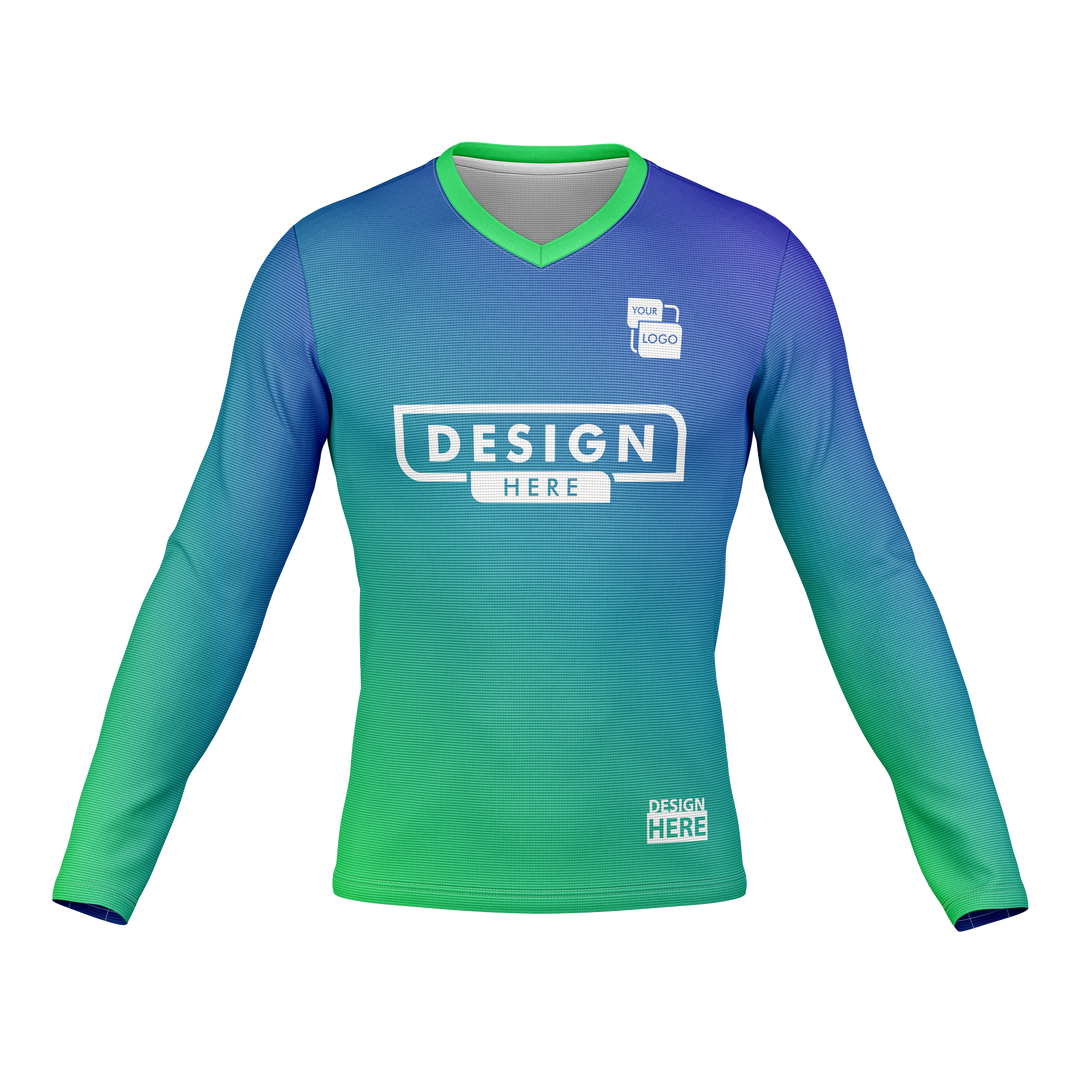 Custom Men's V-Neck Long Sleeve Jersey (C)