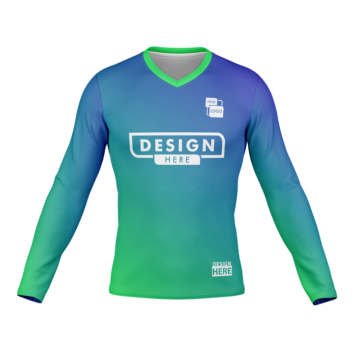 Custom Men's V-Neck Long Sleeve Jersey (C)