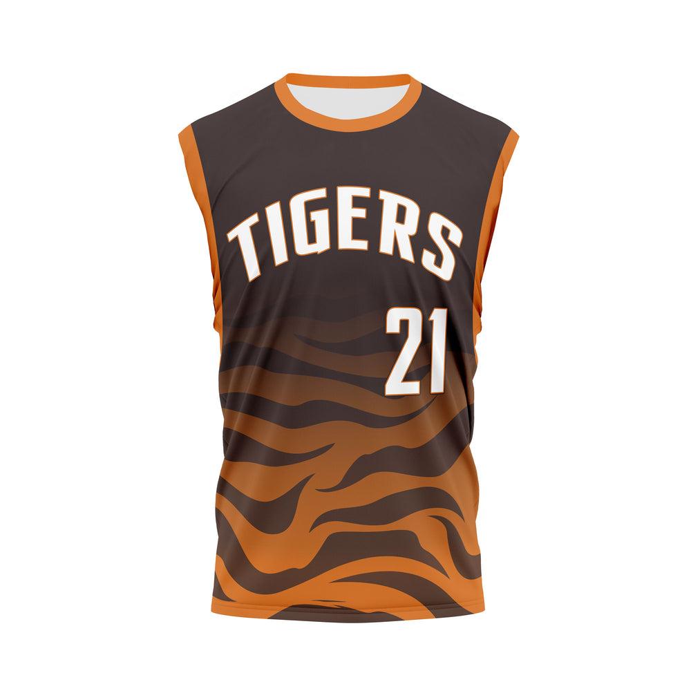 A sleeveless crew neck baseball jersey with 'TIGERS 21' printed on the front.