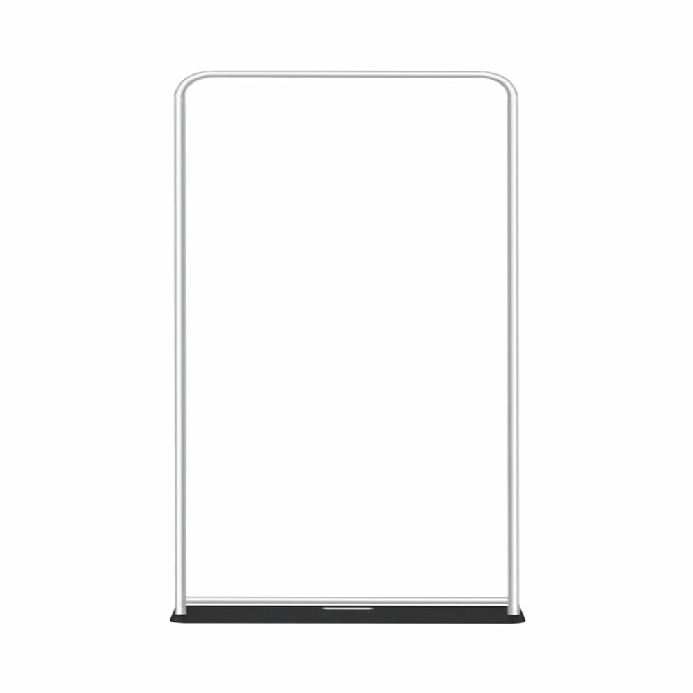 Black metal stand with a white background