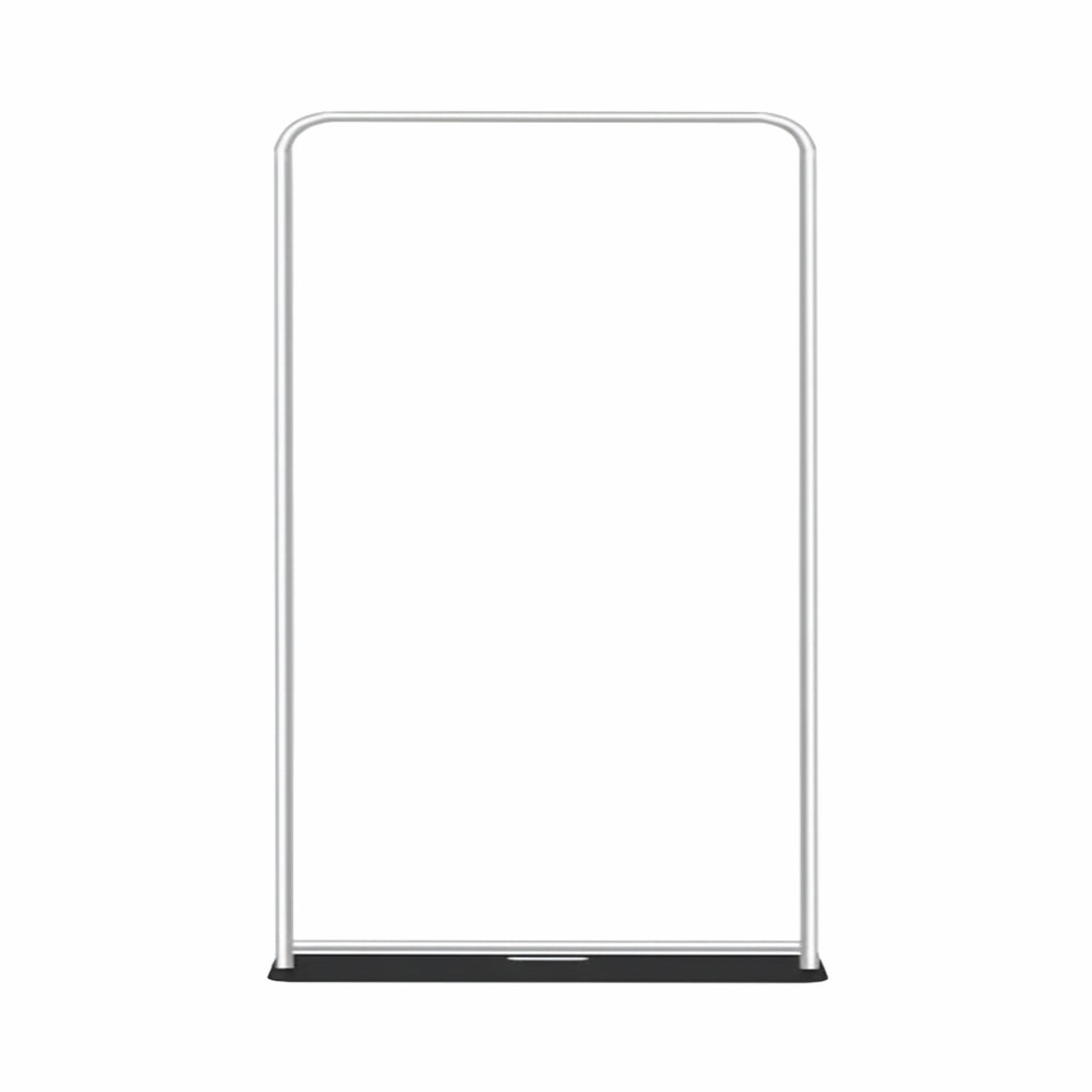 Black metal stand with a white background