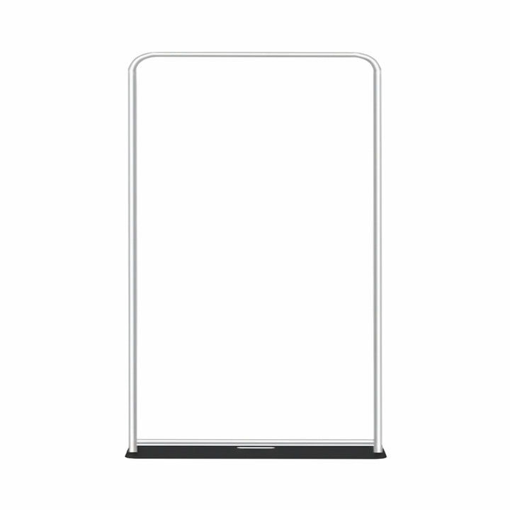 Black metal stand with a white background