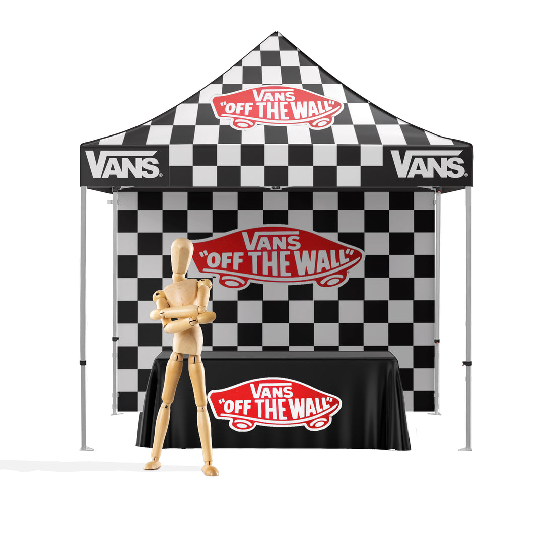 Prime Pop Up Canopy Tent 10ft x 10ft + Backwall + Fitted Tablecover - E-COM