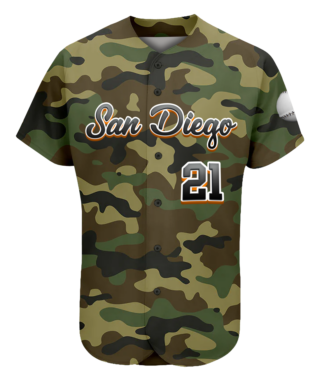 Jersey de béisbol personalizado con botones completos