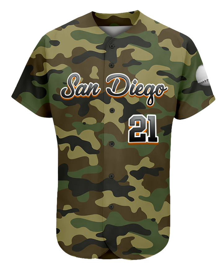 Jersey de béisbol personalizado con botones completos