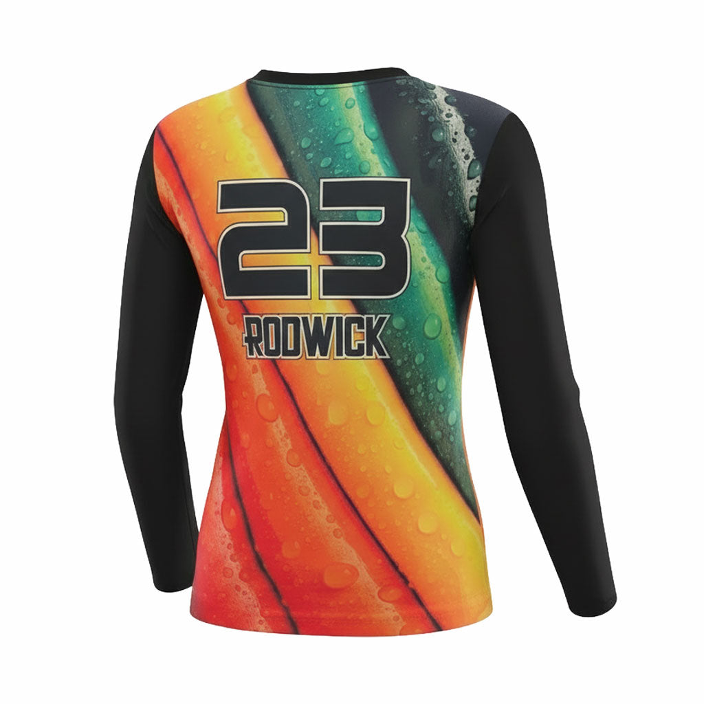 Custom Women's V-Neck Volleyball Long Sleeve Jersey - Spandex Poly (C)