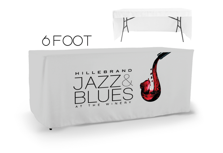 6 ft Fitted Tablecover (3 Sided) 12" W, 18" H - Open Back 2023® (C)