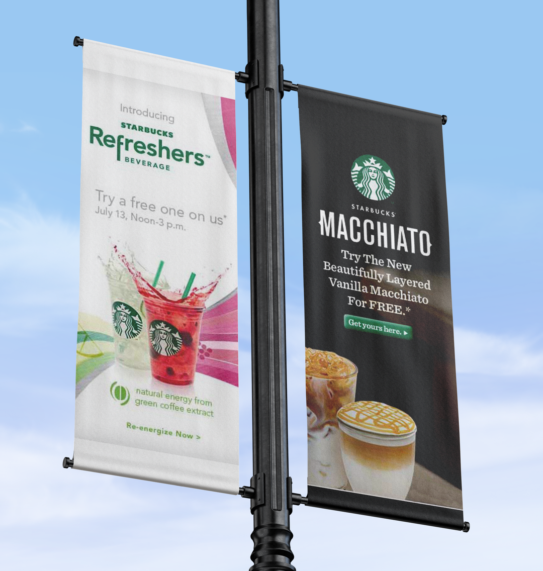 Custom Pole Banner 2.5' W X 5' H (C)